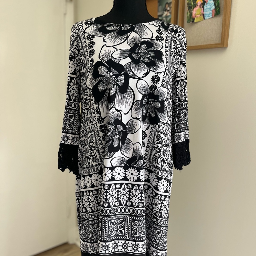 Alfani Monochrome Floral Pattern Dress